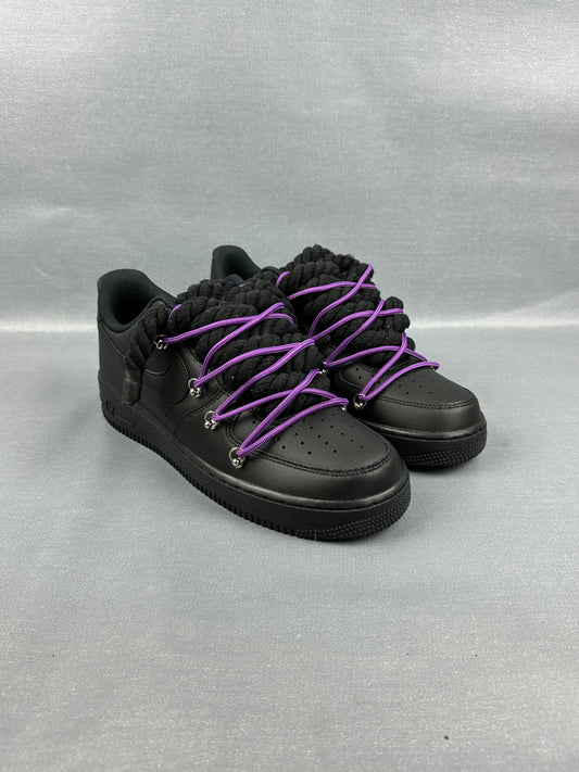 AF1 Black | Spesh Laces Purple